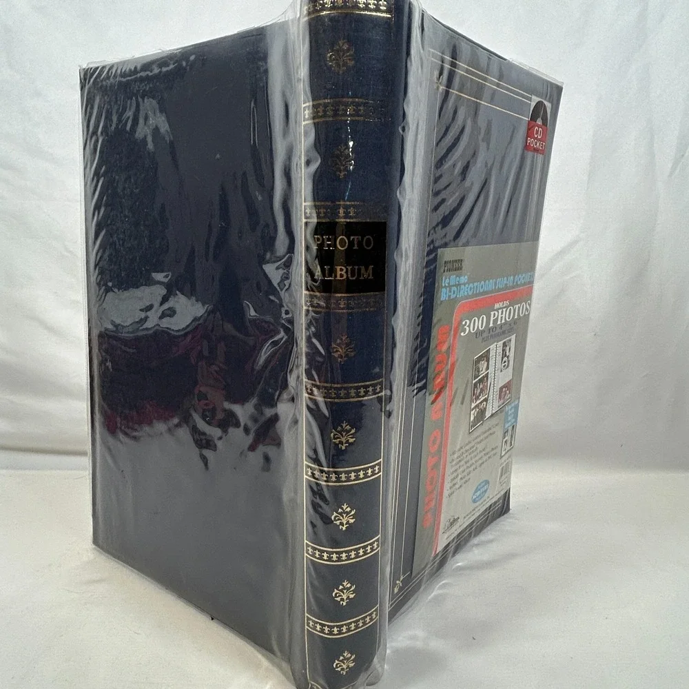 Vintage Photo Album 300 Pictures 4x6 Pioneer Le Memo Spiral Leather Pockets Blue